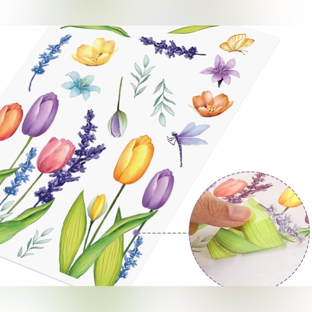 NWT Spring Window Clings,Colorful Flower Static Window Stickers for Spring Decor - Picture 6 of 7